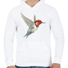 PRINTFASHION Kolibri - Férfi kapucnis pulóver - Fehér férfi pulóver, kardigán