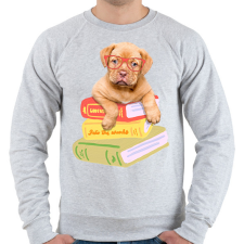 PRINTFASHION Kölyök masztiff szemüvegben könyvekkel - Férfi pulóver - Sport szürke férfi pulóver, kardigán