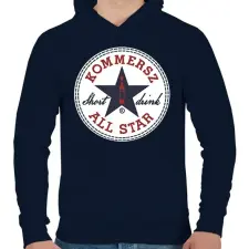 PRINTFASHION Kommersz ALL STAR - Férfi kapucnis pulóver - Sötétkék férfi pulóver, kardigán