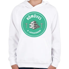 PRINTFASHION Kőműves a láthatáron - Gyerek kapucnis pulóver - Fehér