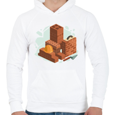PRINTFASHION Kőműves - Férfi kapucnis pulóver - Fehér férfi pulóver, kardigán