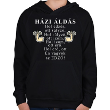 PRINTFASHION Konditerem áldás - Edző - Gyerek kapucnis pulóver - Fekete gyerek pulóver, kardigán