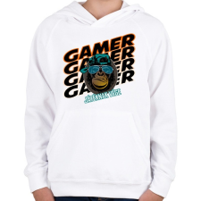 PRINTFASHION kong gamer - Gyerek kapucnis pulóver - Fehér gyerek pulóver, kardigán