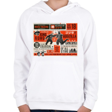 PRINTFASHION Kong vs. Godzilla - Gyerek kapucnis pulóver - Fehér gyerek pulóver, kardigán