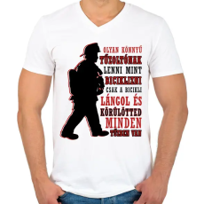 PRINTFASHION Könnyű tűzoltónak lenni - Férfi V-nyakú póló - Fehér