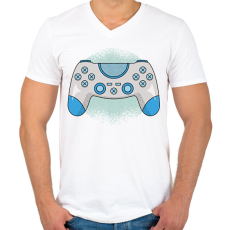 PRINTFASHION Kontroller - Férfi V-nyakú póló - Fehér