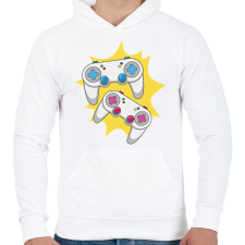 PRINTFASHION Kontrollerek - Férfi kapucnis pulóver - Fehér férfi pulóver, kardigán