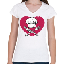 PRINTFASHION Konyhatündér - Női V-nyakú póló - Fehér női póló