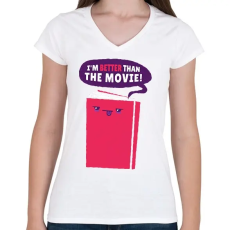 PRINTFASHION Könyv - Női V-nyakú póló - Fehér