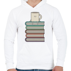 PRINTFASHION Könyvek és kávé - Férfi kapucnis pulóver - Fehér