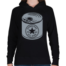PRINTFASHION konzerv converse - Női kapucnis pulóver - Fekete női pulóver, kardigán