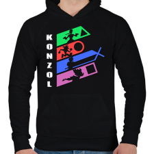PRINTFASHION Konzol PSX - Férfi kapucnis pulóver - Fekete férfi pulóver, kardigán