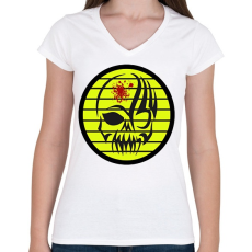 PRINTFASHION Koponya crew - Női V-nyakú póló - Fehér