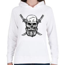 PRINTFASHION Koponya és kard - Női kapucnis pulóver - Fehér női pulóver, kardigán