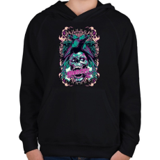 PRINTFASHION koponya és madarak - Gyerek kapucnis pulóver - Fekete