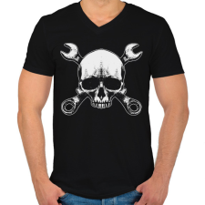 PRINTFASHION Koponya és szerszámok Skull tool sötét alaphoz - Férfi V-nyakú póló - Fekete férfi póló