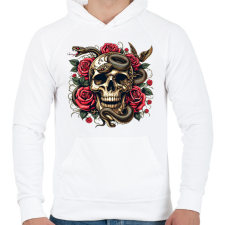 PRINTFASHION Koponya - Férfi kapucnis pulóver - Fehér férfi pulóver, kardigán