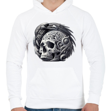 PRINTFASHION Koponya - Férfi kapucnis pulóver - Fehér férfi pulóver, kardigán