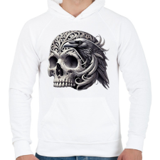 PRINTFASHION Koponya - Férfi kapucnis pulóver - Fehér férfi pulóver, kardigán