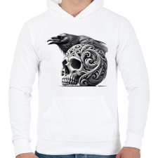 PRINTFASHION Koponya - Férfi kapucnis pulóver - Fehér férfi pulóver, kardigán