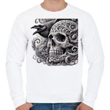 PRINTFASHION Koponya - Férfi pulóver - Fehér férfi pulóver, kardigán