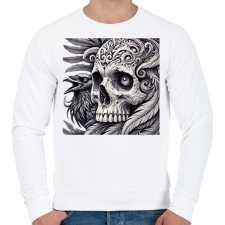 PRINTFASHION Koponya - Férfi pulóver - Fehér férfi pulóver, kardigán