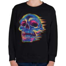 PRINTFASHION Koponya glitch art - Gyerek pulóver - Fekete