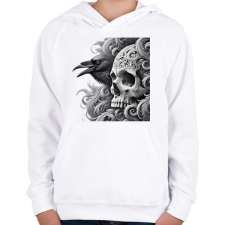 PRINTFASHION Koponya - Gyerek kapucnis pulóver - Fehér gyerek pulóver, kardigán