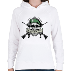 PRINTFASHION Koponya - Military style - Női kapucnis pulóver - Fehér