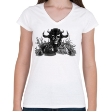 PRINTFASHION Koponya - Női V-nyakú póló - Fehér