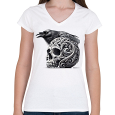 PRINTFASHION Koponya - Női V-nyakú póló - Fehér