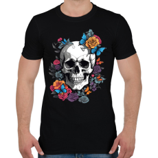PRINTFASHION koponya pillangókkal és virágokkal - Férfi póló - Fekete