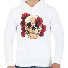 PRINTFASHION Koponya rózsákkal - Férfi kapucnis pulóver - Fehér