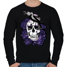 PRINTFASHION koponya rózsával - Férfi pulóver - Fekete férfi pulóver, kardigán