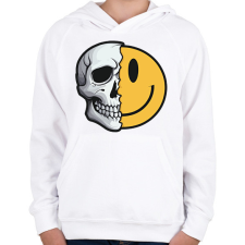 PRINTFASHION Koponya smiley - Gyerek kapucnis pulóver - Fehér gyerek pulóver, kardigán