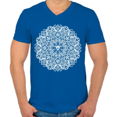 PRINTFASHION Koponyás mandala - Férfi V-nyakú póló - Királykék
