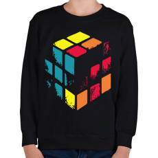 PRINTFASHION Kopott Rubik kocka - Gyerek pulóver - Fekete