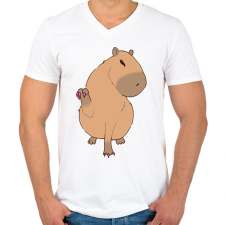 PRINTFASHION Körmös capybara - Férfi V-nyakú póló - Fehér férfi póló