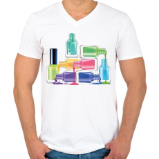 PRINTFASHION Körömlakkok - Férfi V-nyakú póló - Fehér