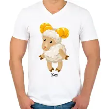 PRINTFASHION Kos - Férfi V-nyakú póló - Fehér férfi póló