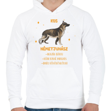 PRINTFASHION Kos - Németjuhász - Férfi kapucnis pulóver - Fehér férfi pulóver, kardigán