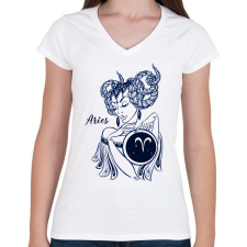 PRINTFASHION kos - Női V-nyakú póló - Fehér női póló