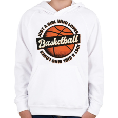 PRINTFASHION Kosár rajongó lány - Basketball fan girl - Gyerek kapucnis pulóver - Fehér