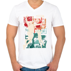 PRINTFASHION Kosárlabda - Férfi V-nyakú póló - Fehér