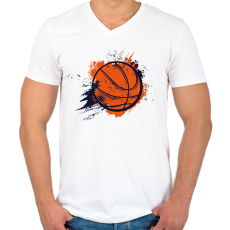 PRINTFASHION Kosárlabda  - Férfi V-nyakú póló - Fehér