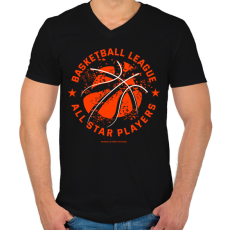 PRINTFASHION Kosárlabda  - Férfi V-nyakú póló - Fekete