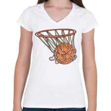PRINTFASHION Kosárlabda - Női V-nyakú póló - Fehér női póló