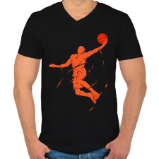 PRINTFASHION Kosárlabdás - Férfi V-nyakú póló - Fekete férfi póló