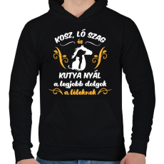 PRINTFASHION Kosz, ló szag, kutya nyál - Férfi kapucnis pulóver - Fekete