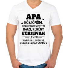 PRINTFASHION Köszönöm apa - fekete - Férfi V-nyakú póló - Fehér férfi póló